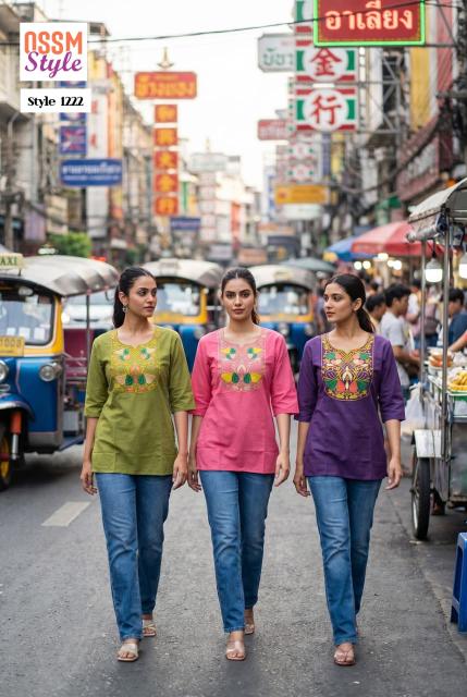 Ossm style 1222 short top surat kurtis wholesale online shopping